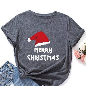 NWT - Teedino | Dark Gray & Red 'Merry Christmas' Hat Short-Sleeve Tee  - sz 8